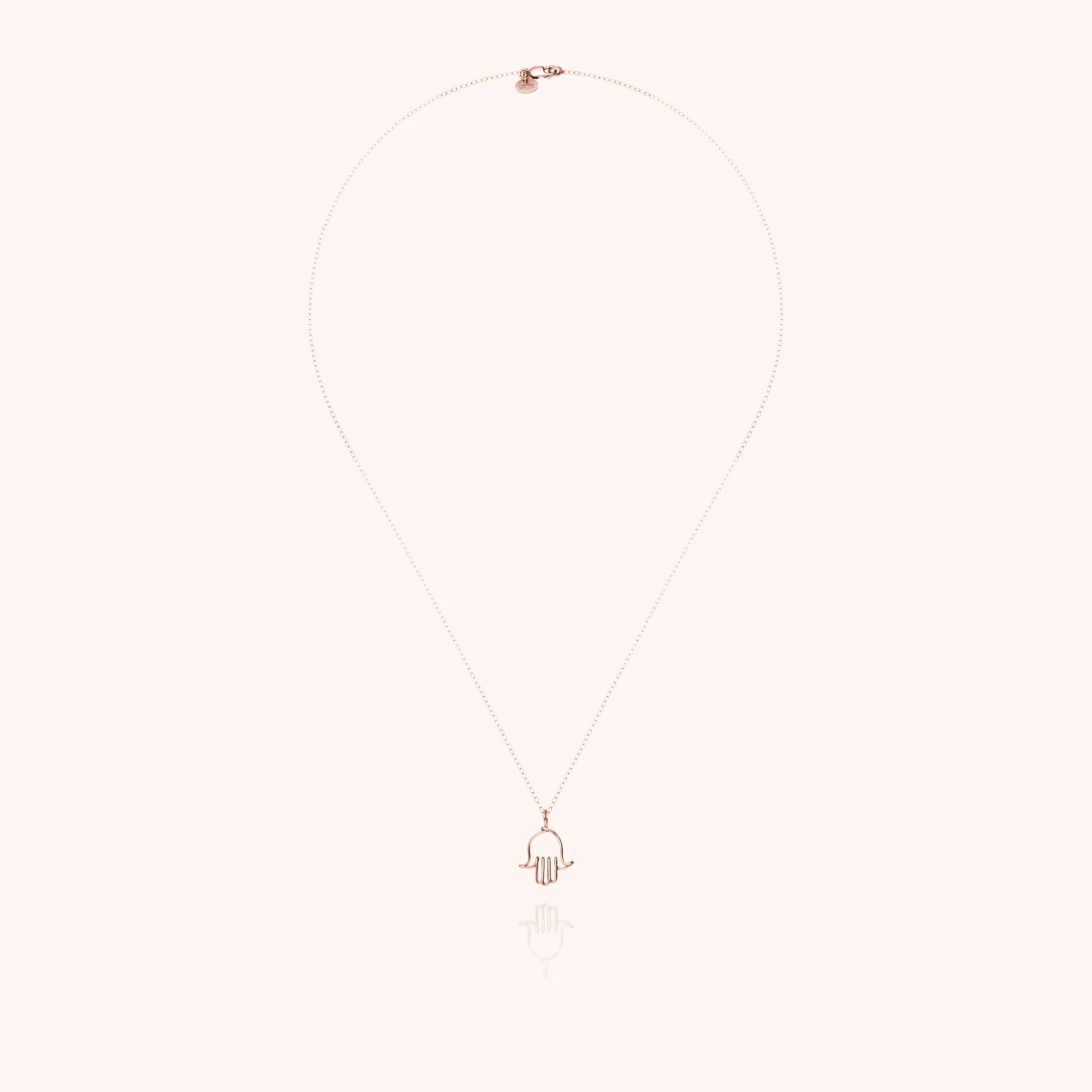 Collana Charms Simbolico Mano di Fatma - oro rosa laminato