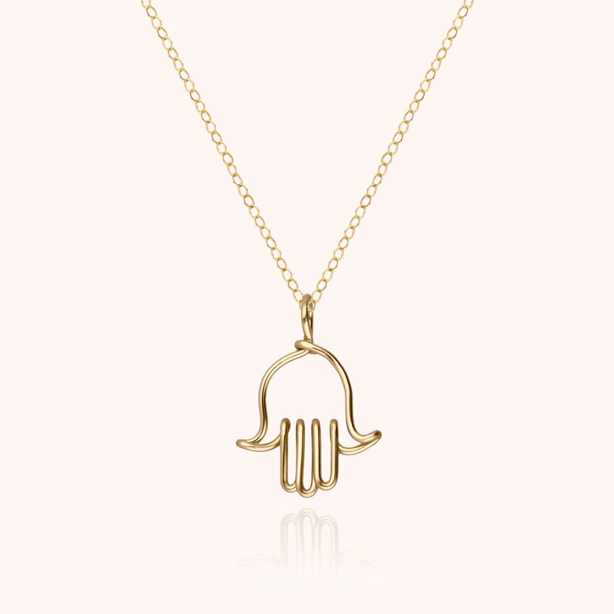 Collana Charms Simbolico Mano di Fatma in filo d'oro giallo laminato 14k