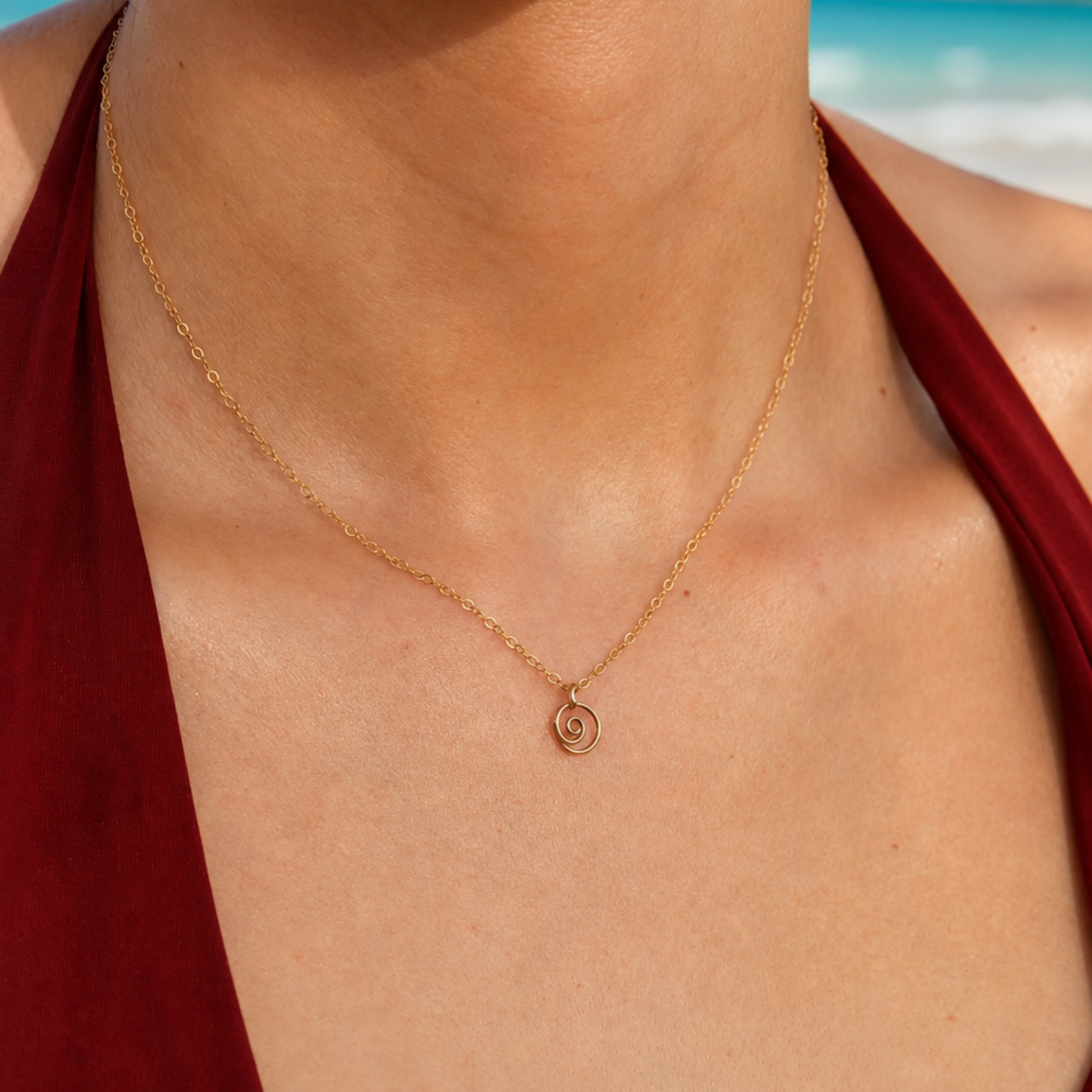 Collier Charms Oeil de Sainte Lucie - or jaune laminé
