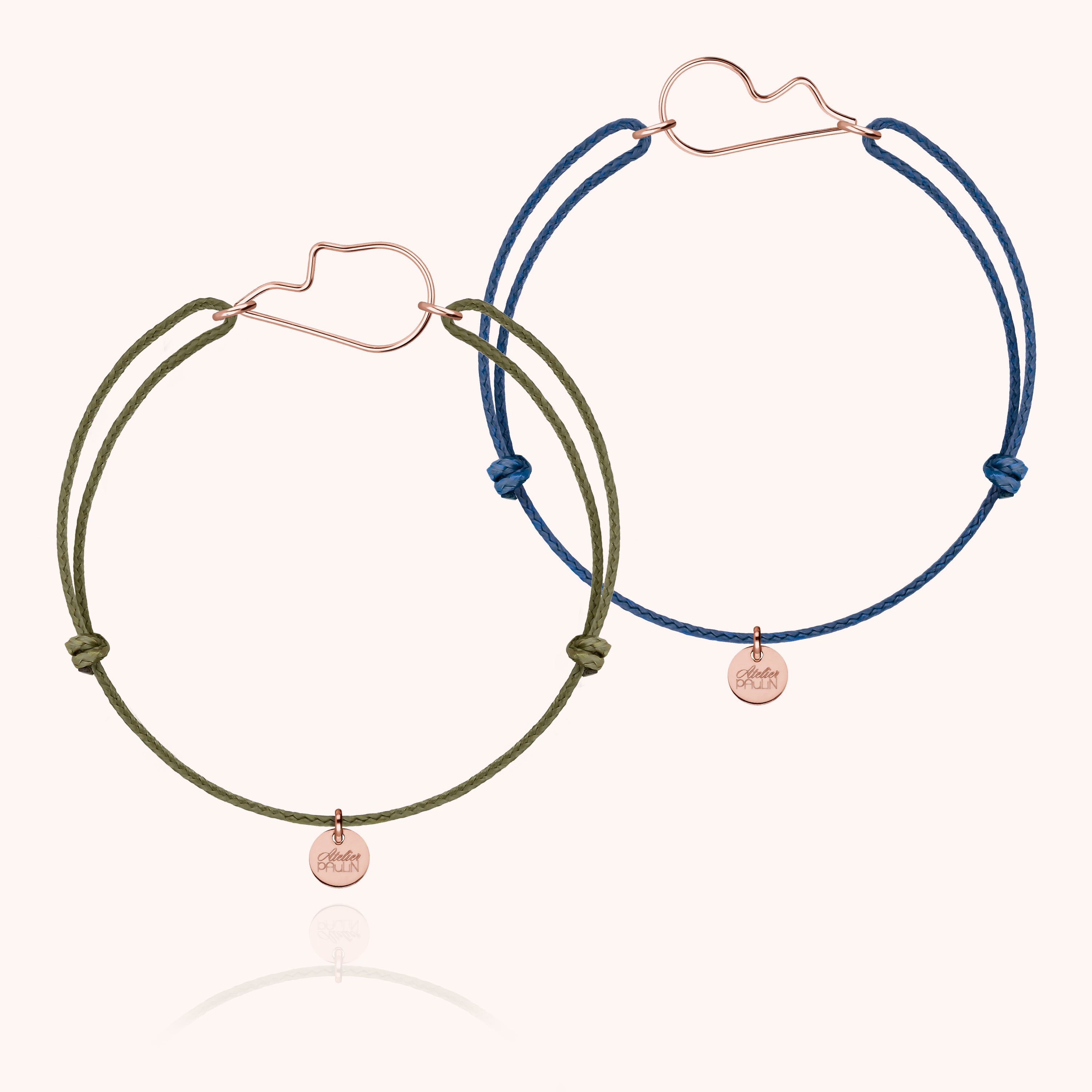 Duo de Bracelets Cordons Cœur de l'Amour - or rose laminé