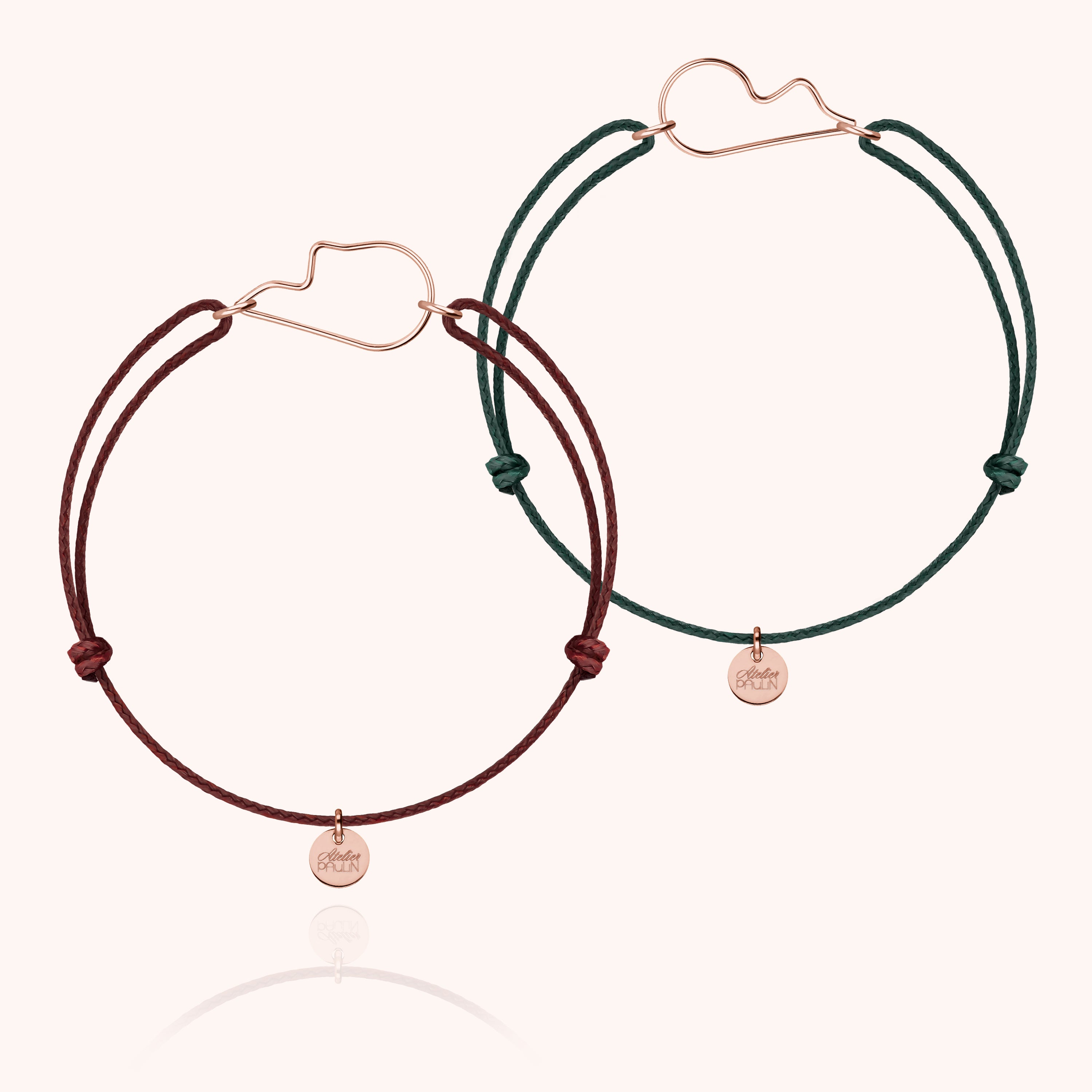 Duo de Bracelets Cordons Cœur de l'Amour - or rose laminé