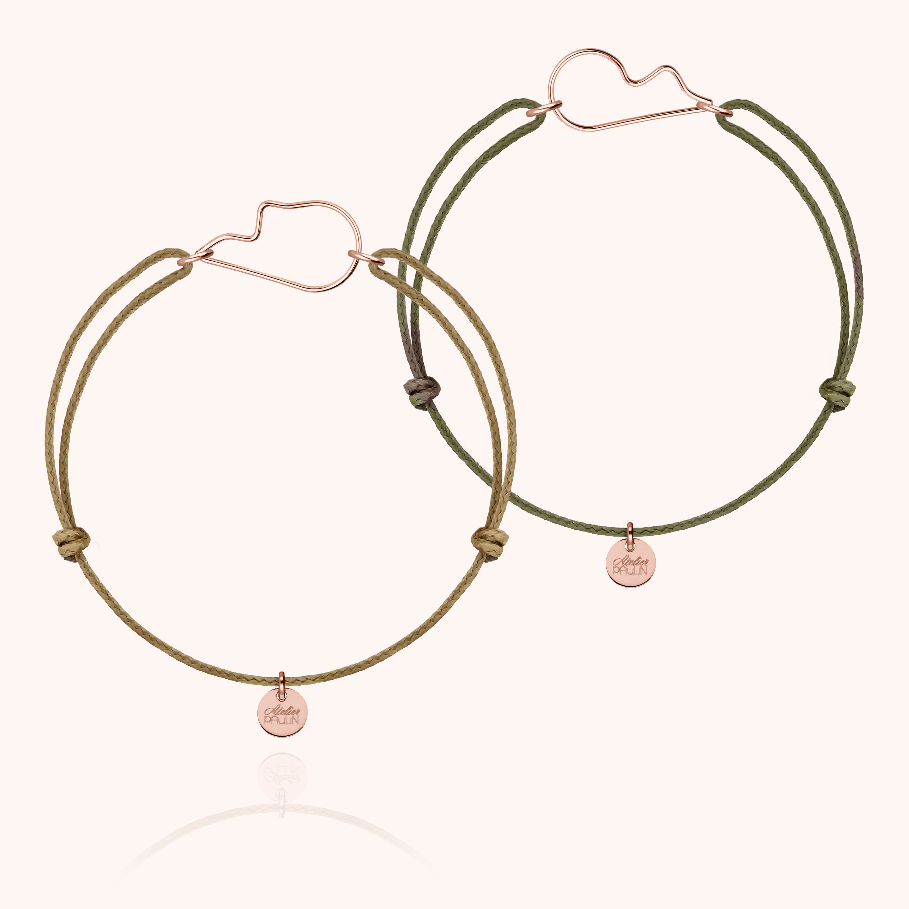Duo de Bracelets Cordons Cœur de l'Amour - or rose laminé