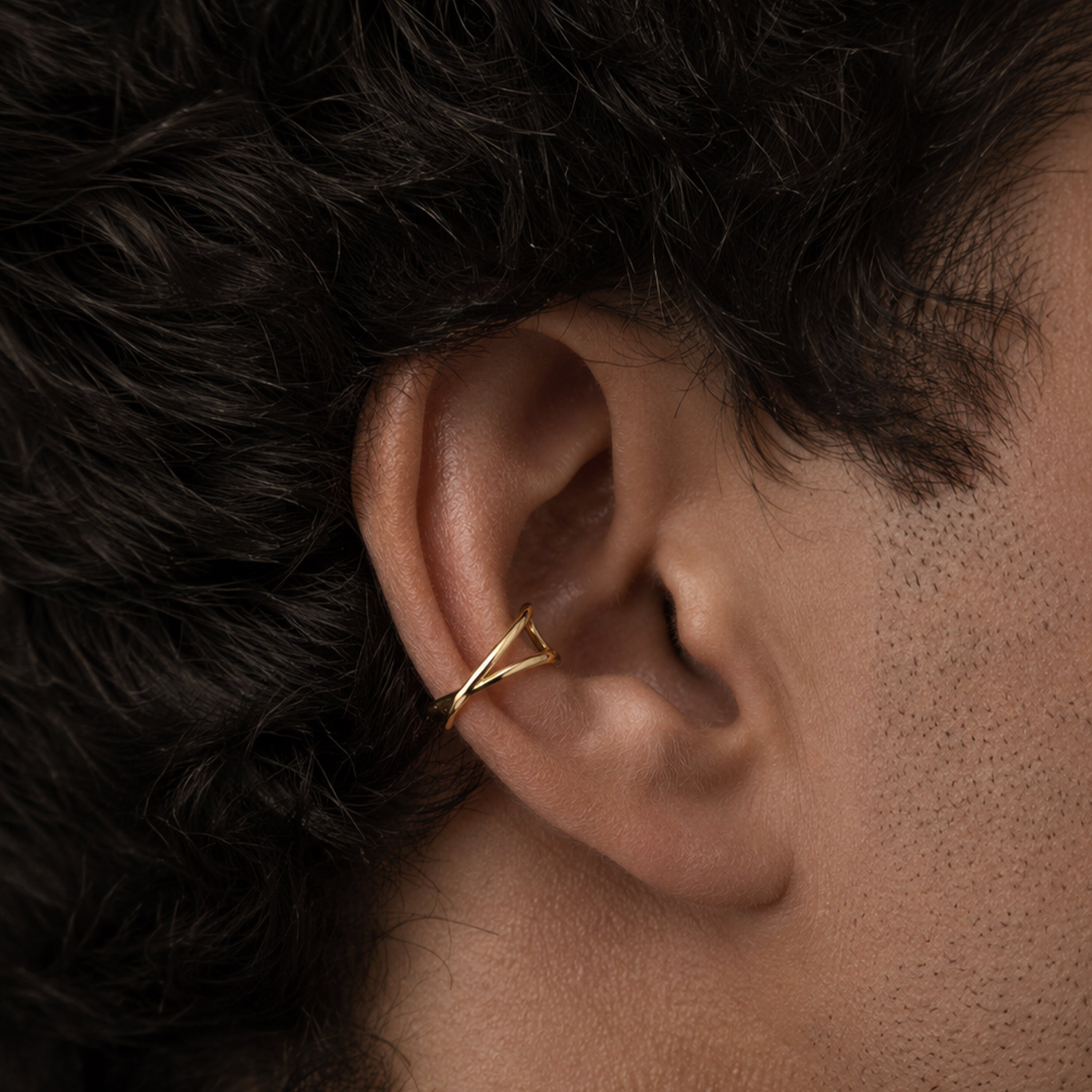 Men Outline Ear Cuff Letter L - Yellow 14k gold-filled