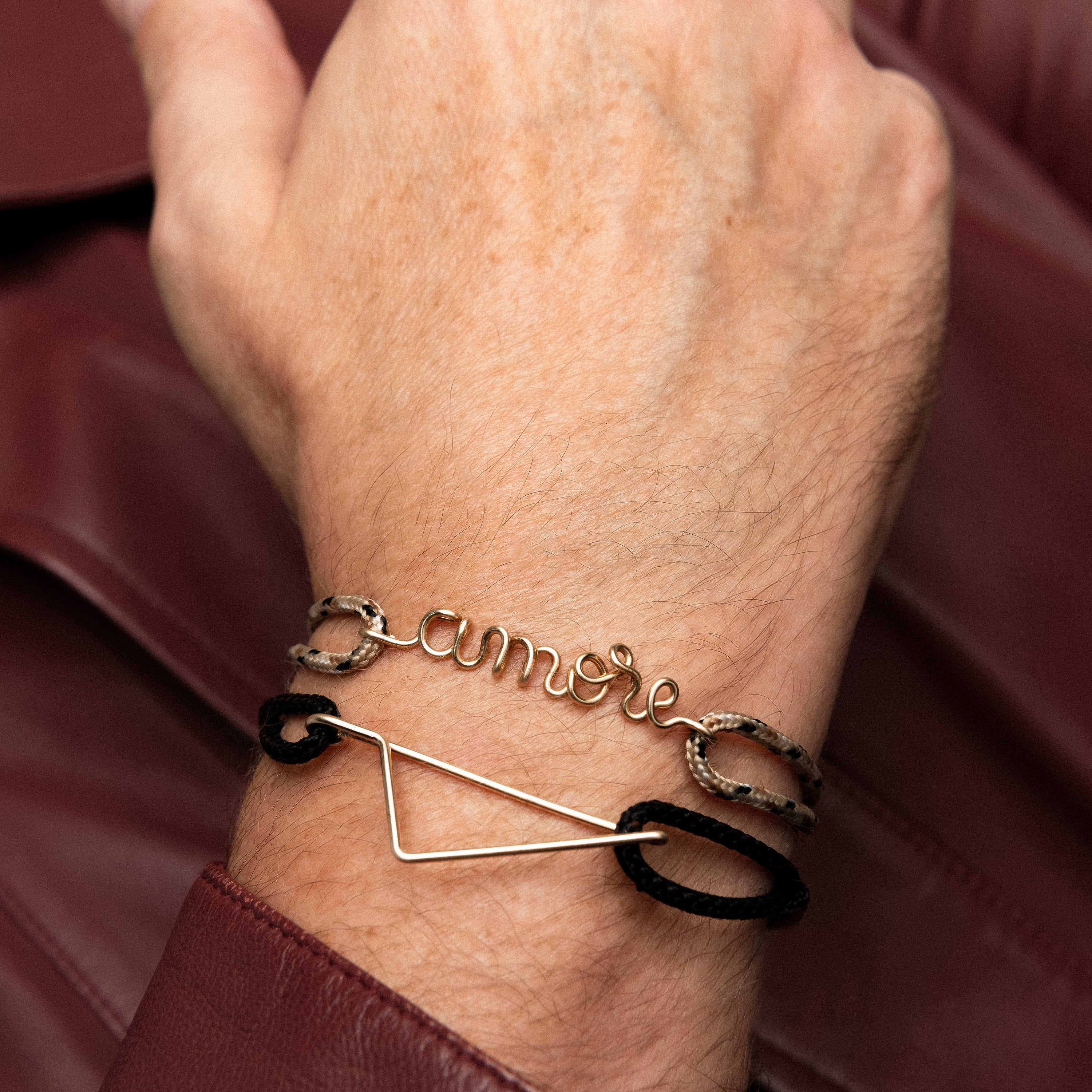 Bracelet Cordon Knot Personnalisé Homme - or jaune laminé