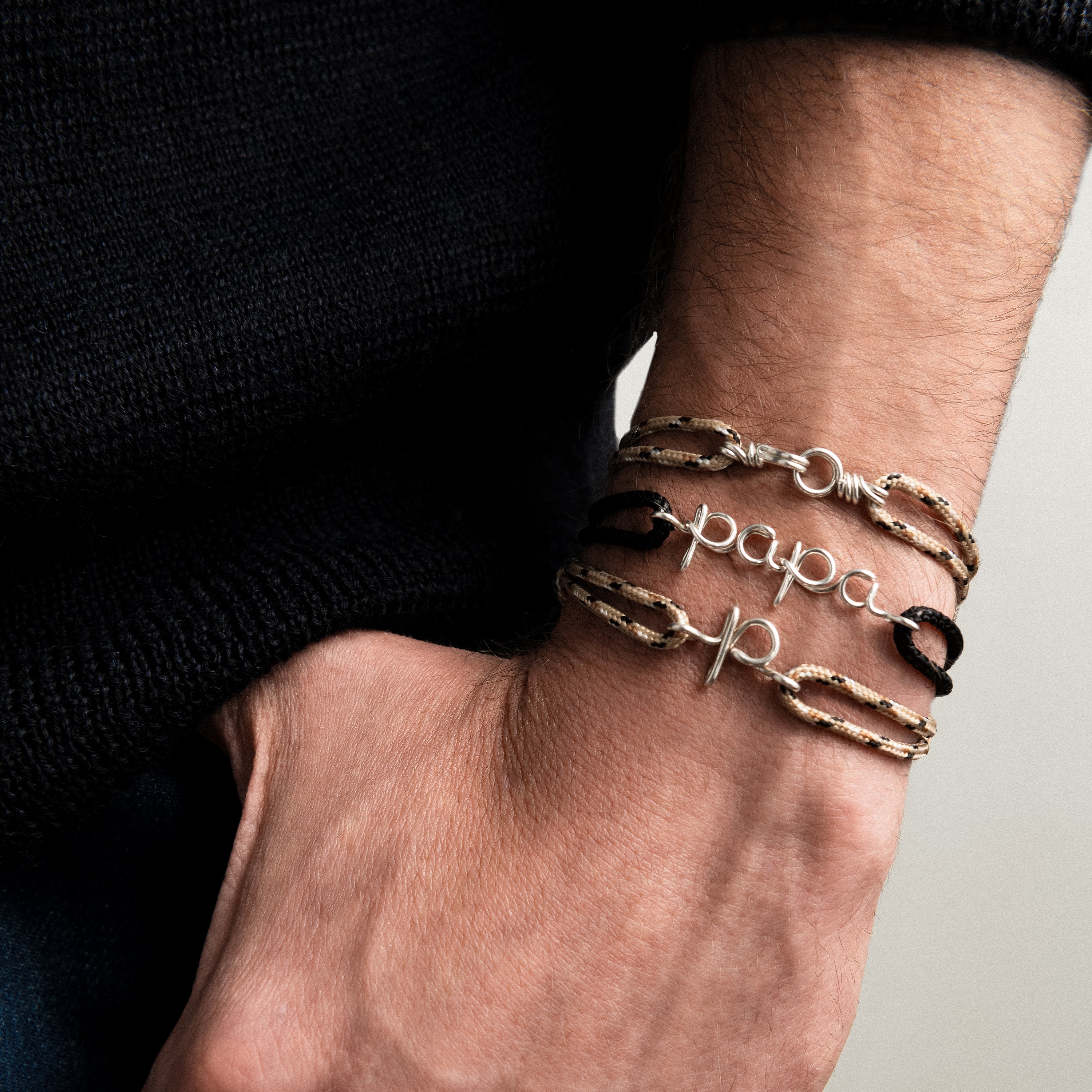 Bracelet Cordon Ciré Papa — cadeau de luxe fait main Paris