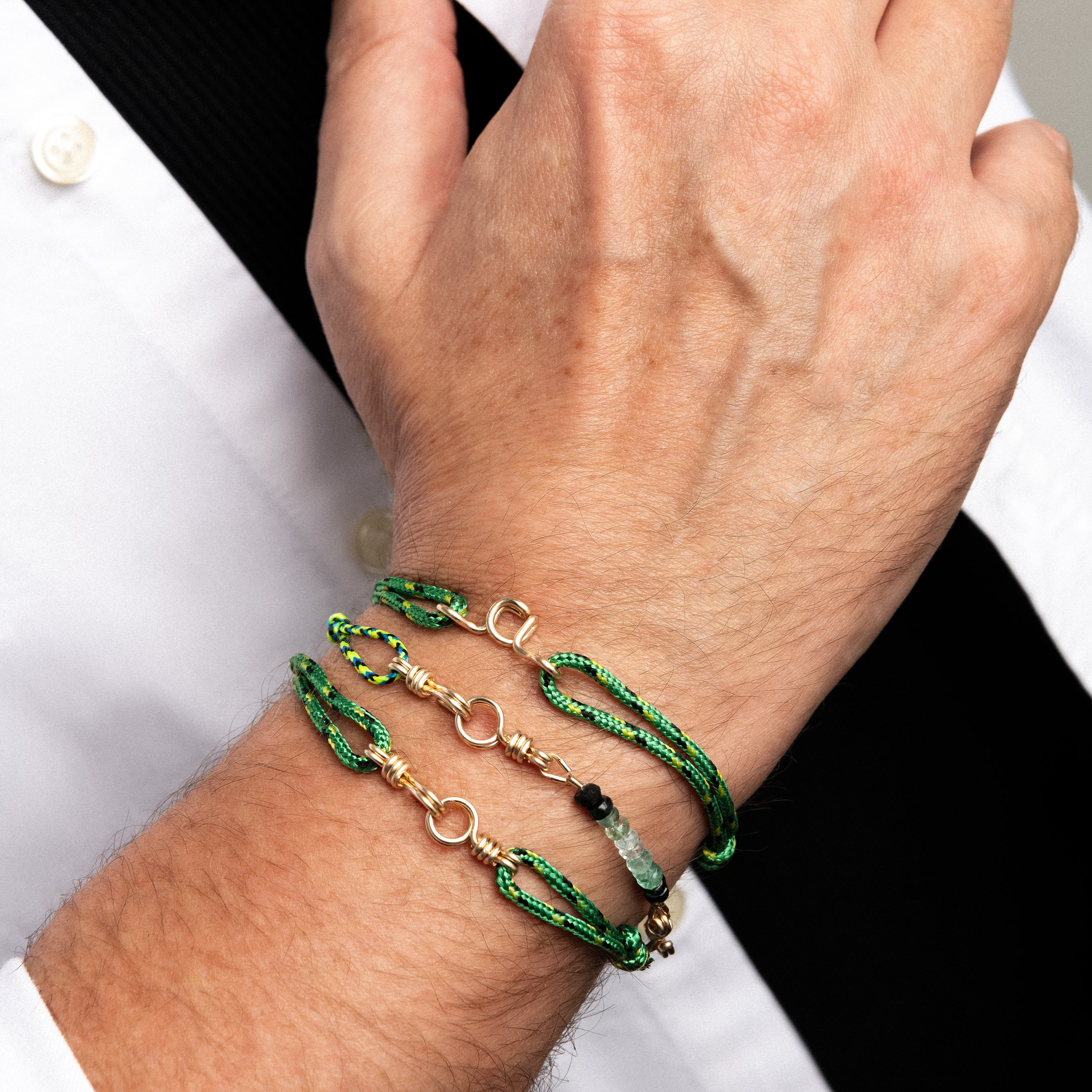 Bracelet Cordon Knot Initiale Homme - or jaune laminé