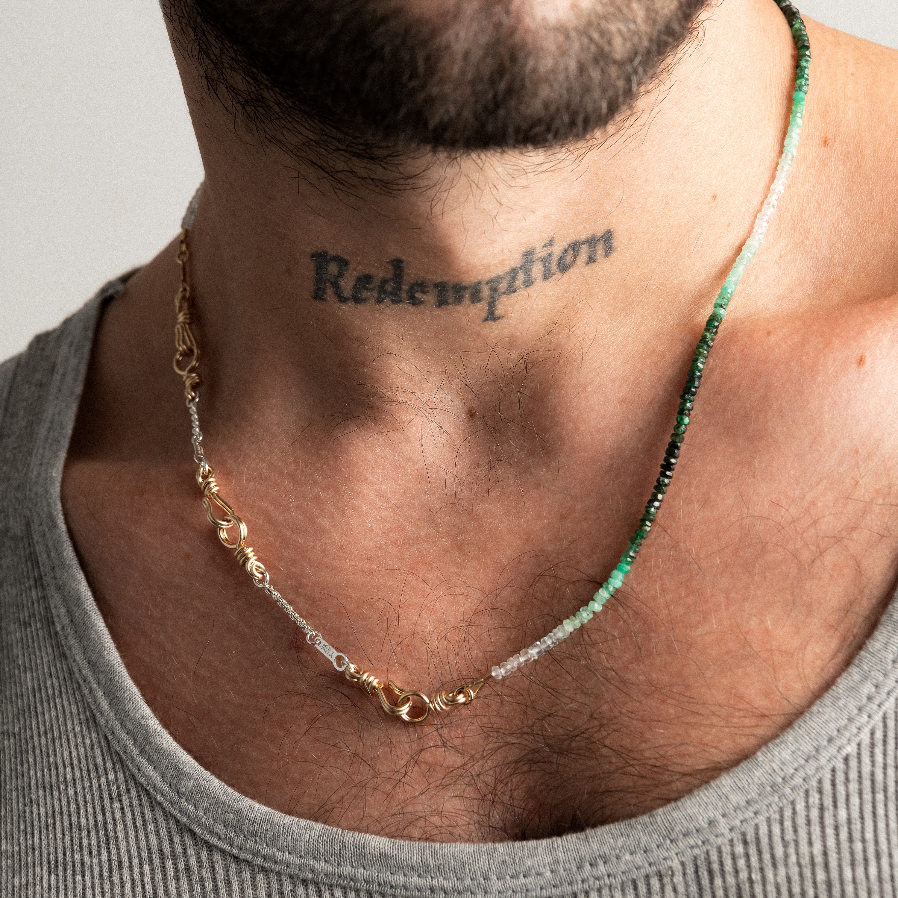 Collier Ras de Cou Rivière Attache moi - émeraude