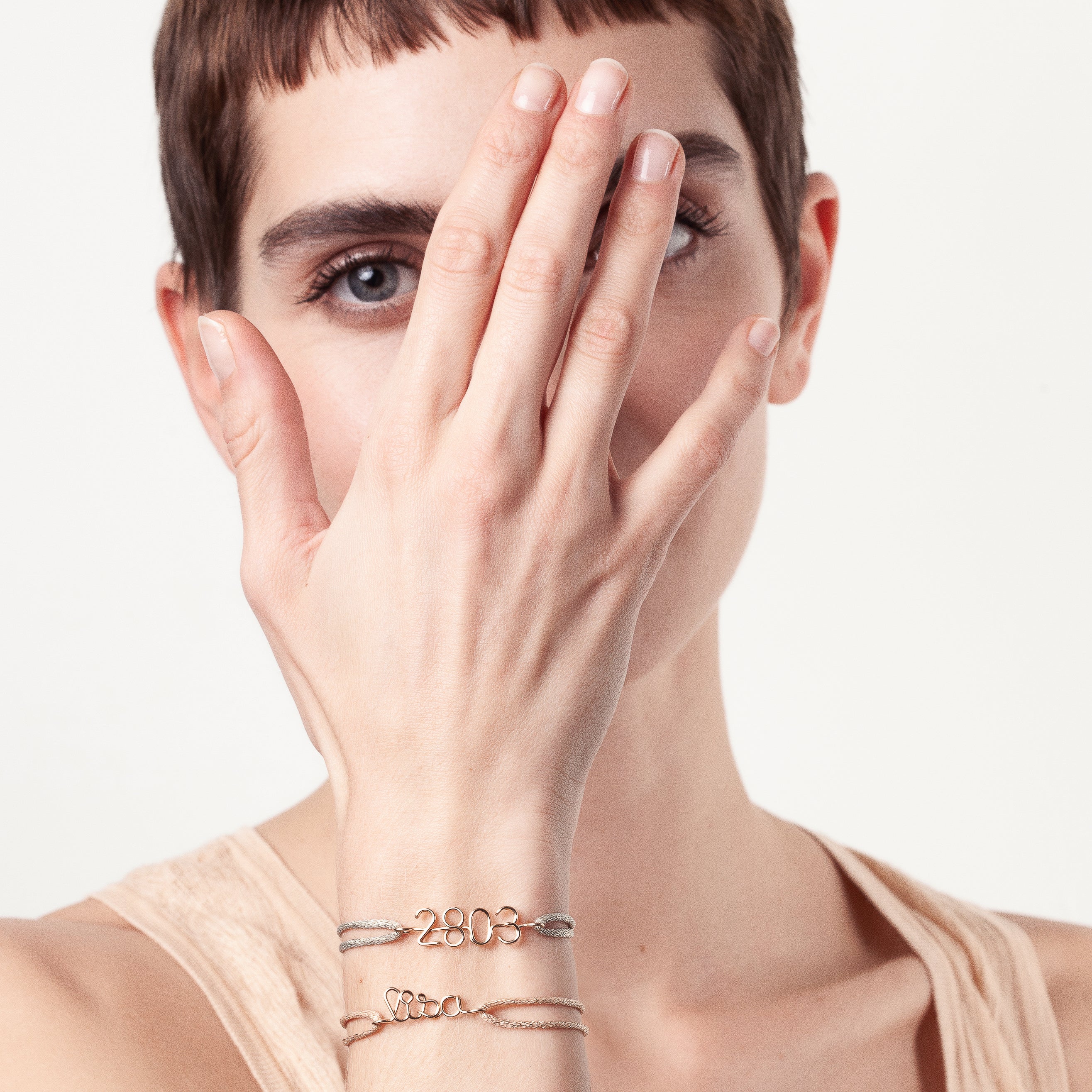 Bracelet Cordon Lurex Personnalisé - or jaune laminé