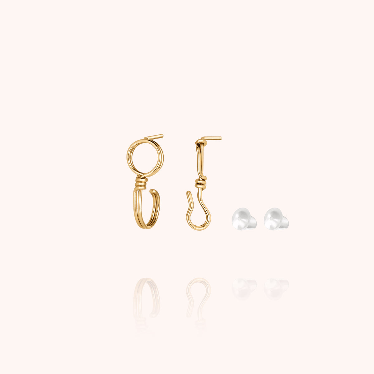 Boucles d'Oreilles Attache moi en or jaune laminé - Façonnées à la main à Paris