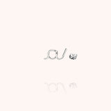Original Initiale Stud Earring - White 18k gold