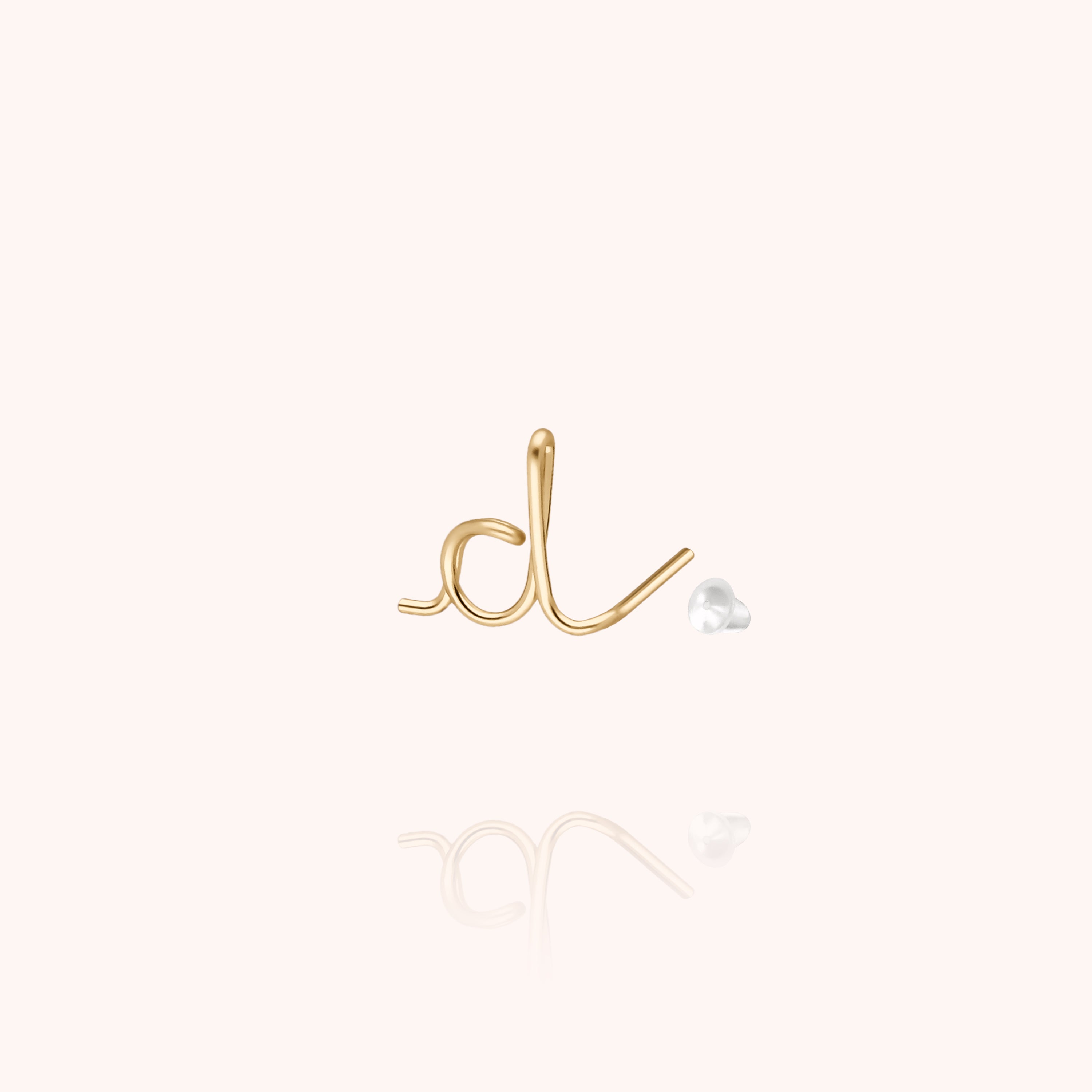 Orecchino a Bottone Originale Iniziale - oro giallo gold filled 14k