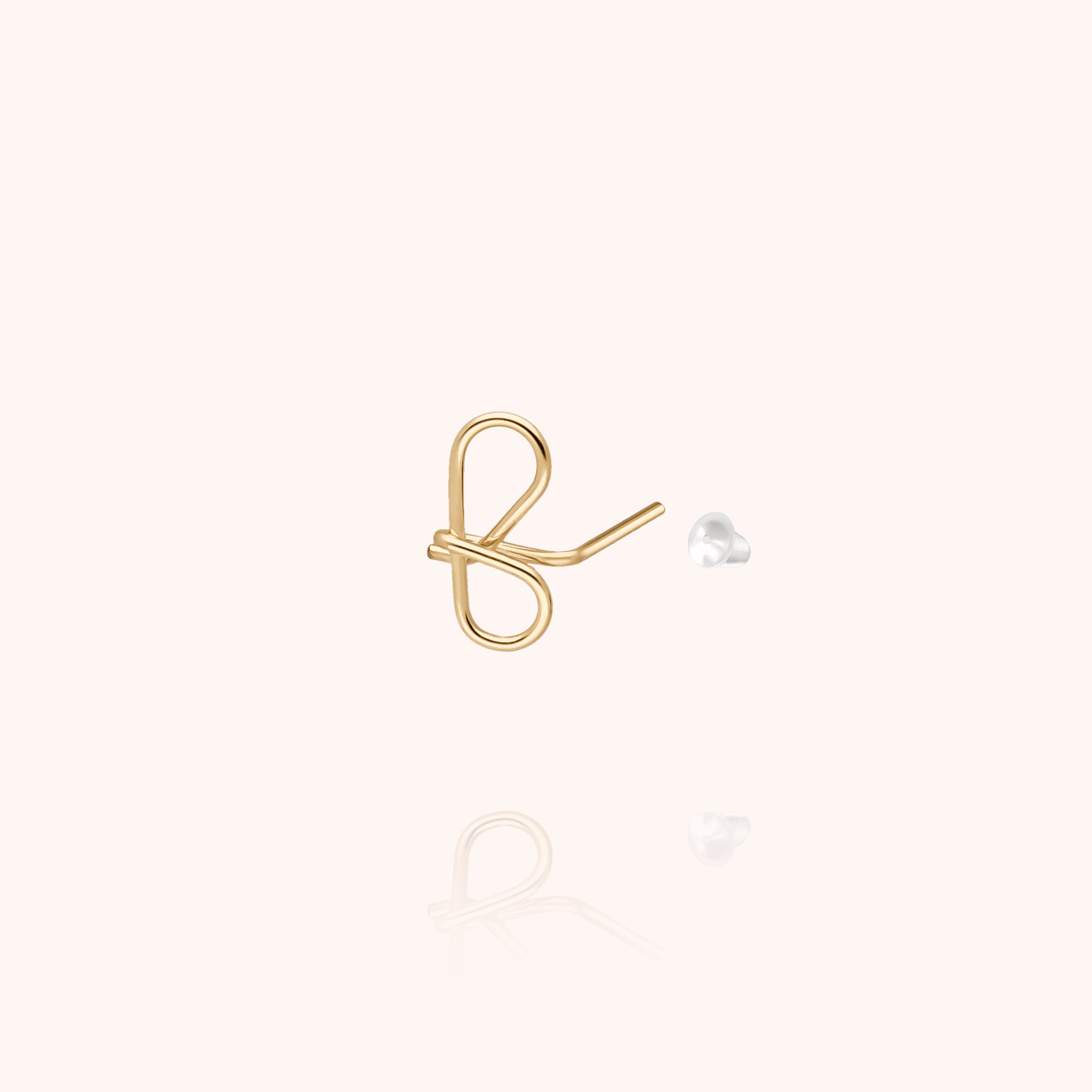 Orecchino a Bottone Originale Iniziale - oro giallo gold filled 14k