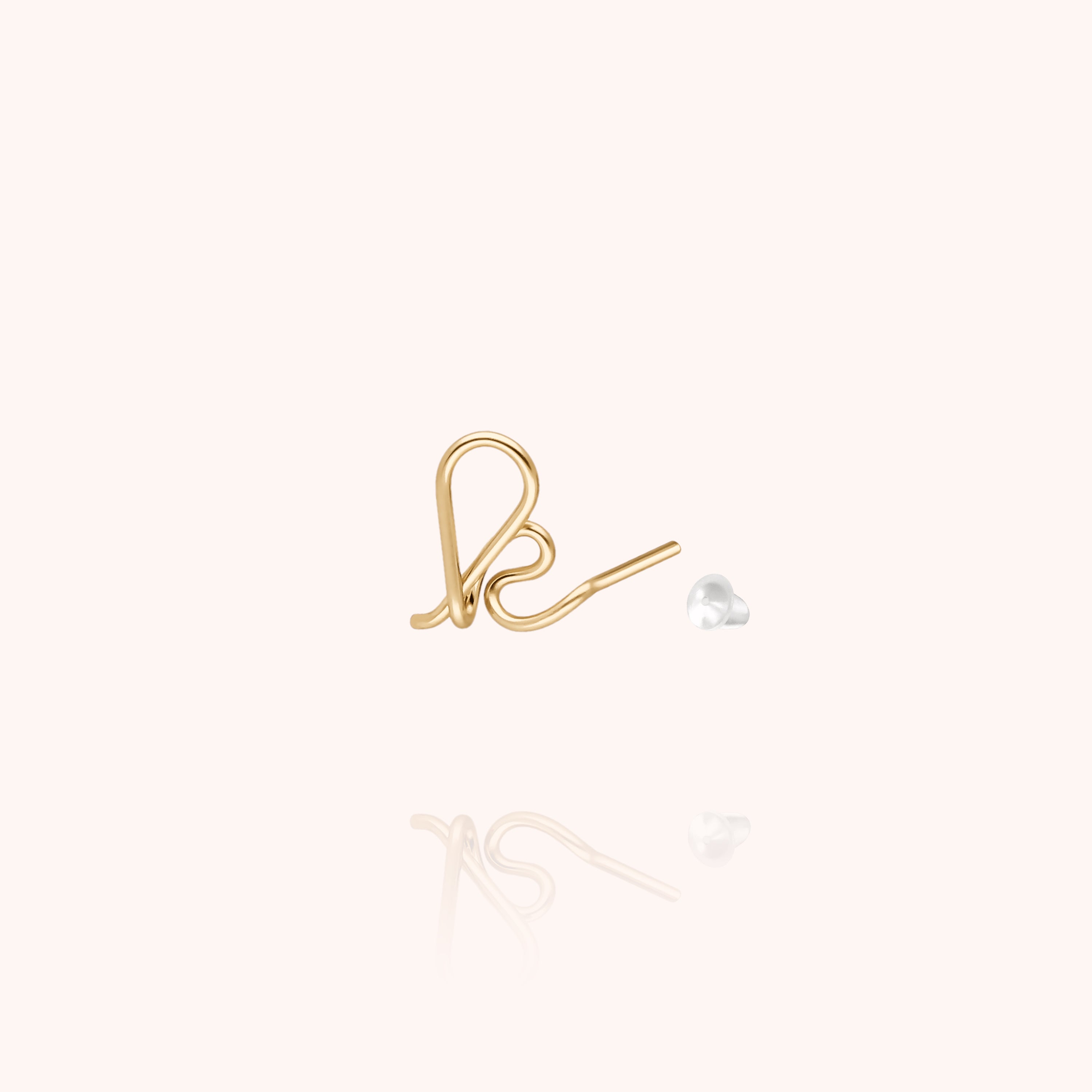 Orecchino a Bottone Originale Iniziale - oro giallo gold filled 14k