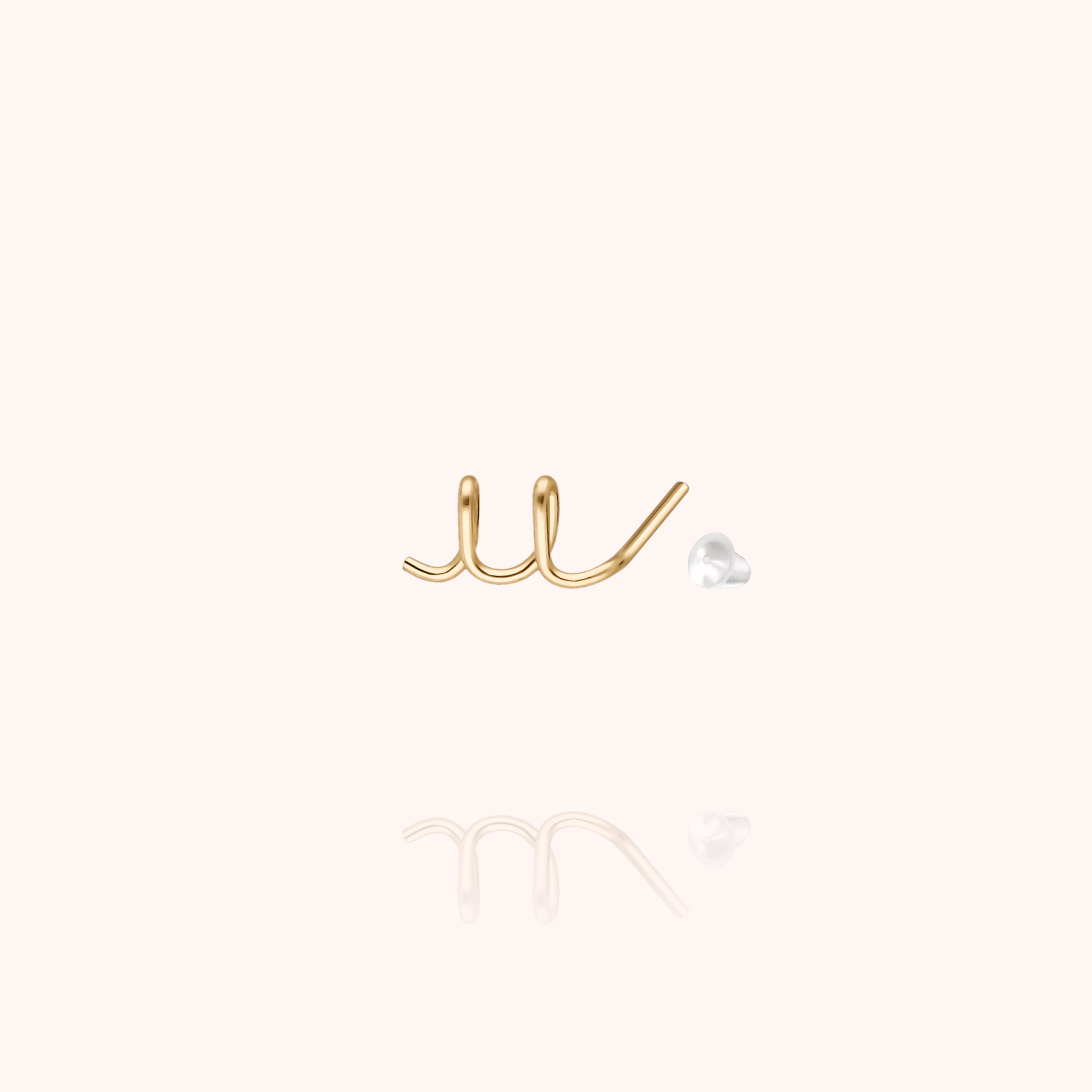 Orecchino a Bottone Originale Iniziale - oro giallo gold filled 14k