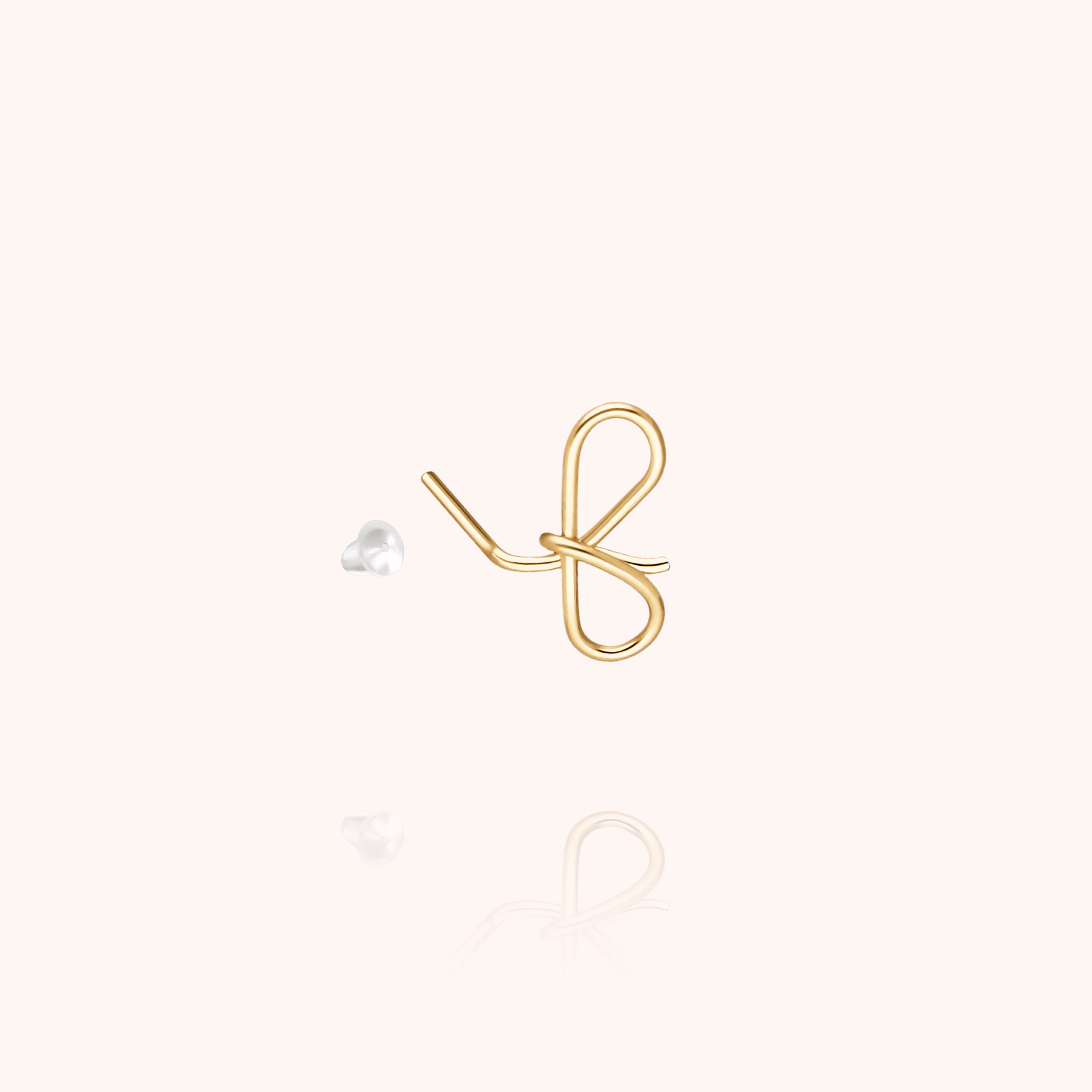 Orecchino a Bottone Originale Iniziale - oro giallo gold filled 14k