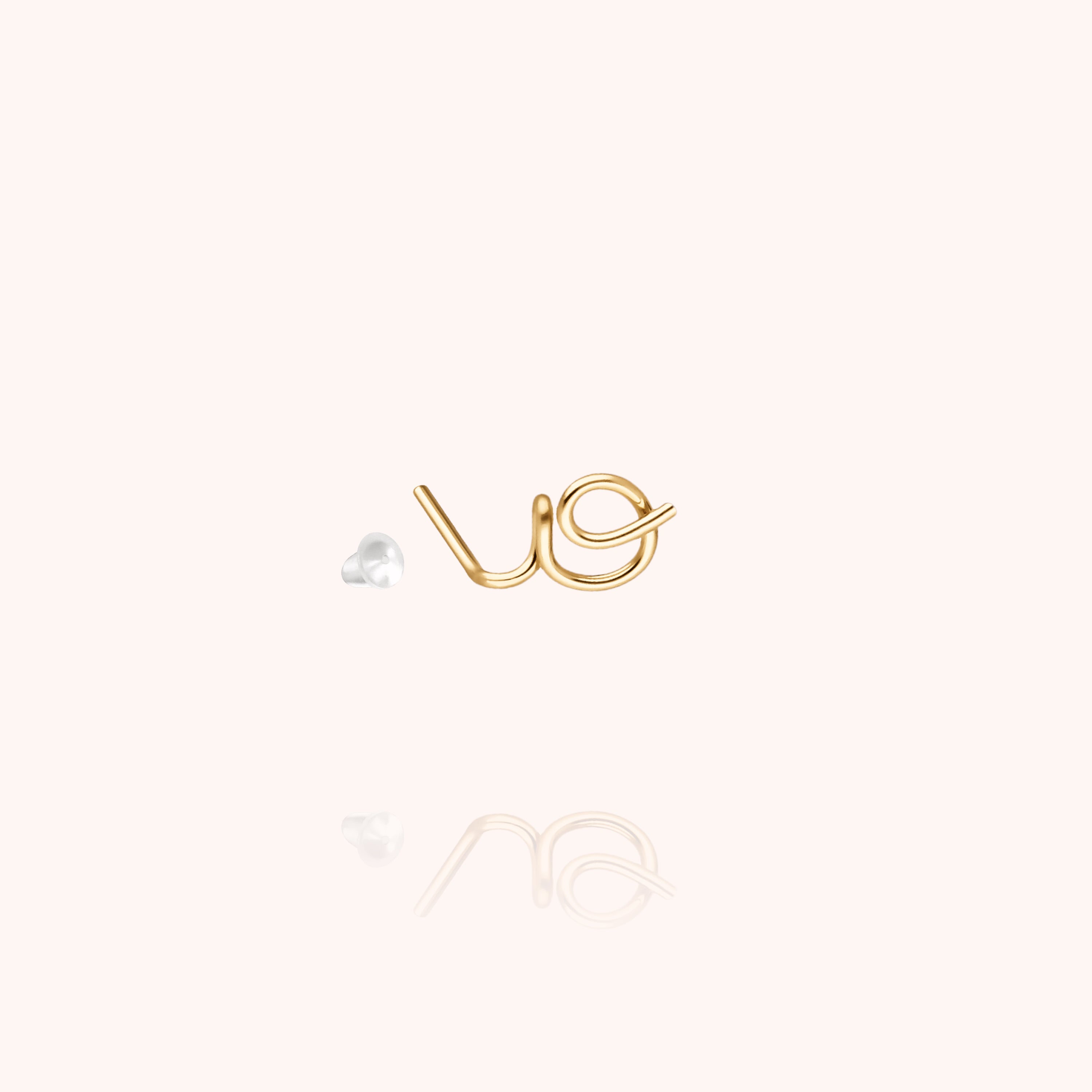 Orecchino a Bottone Originale Iniziale - oro giallo gold filled 14k