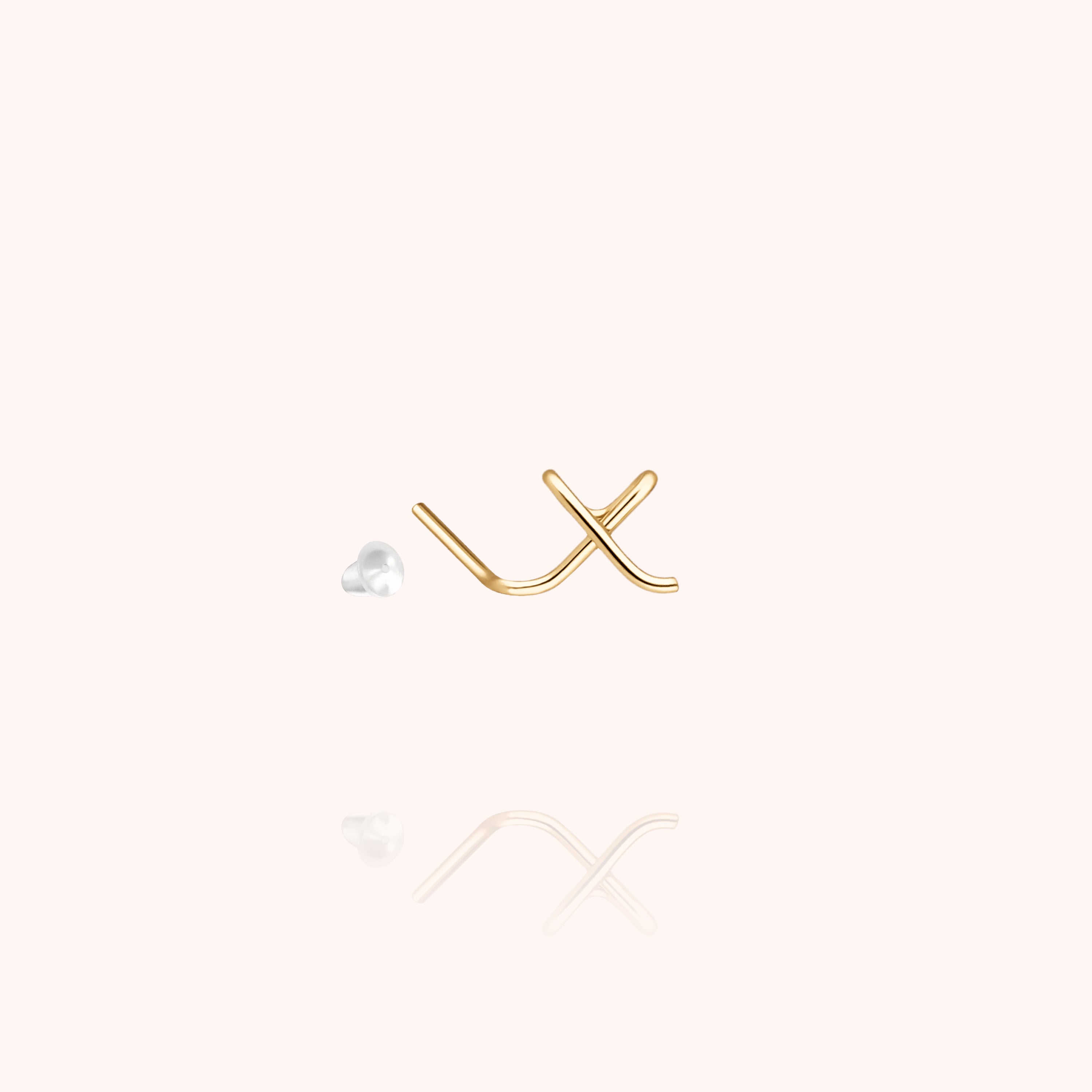 Orecchino a Bottone Originale Iniziale - oro giallo gold filled 14k