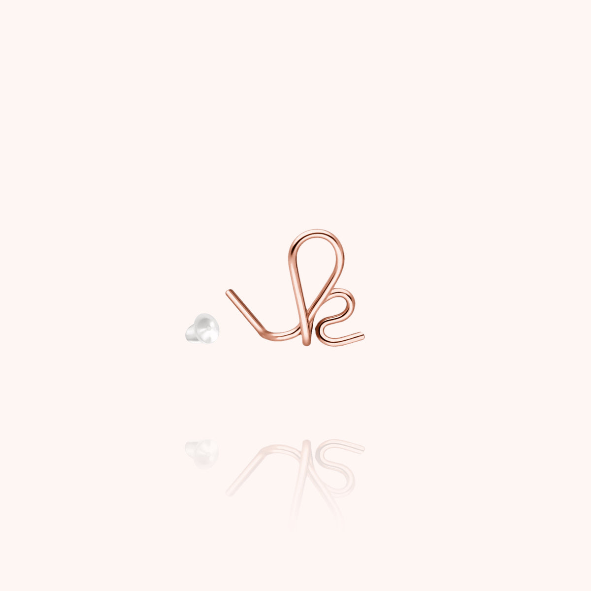 Orecchino a Lobo Originale Iniziale in filo d'oro rosa laminato 14k