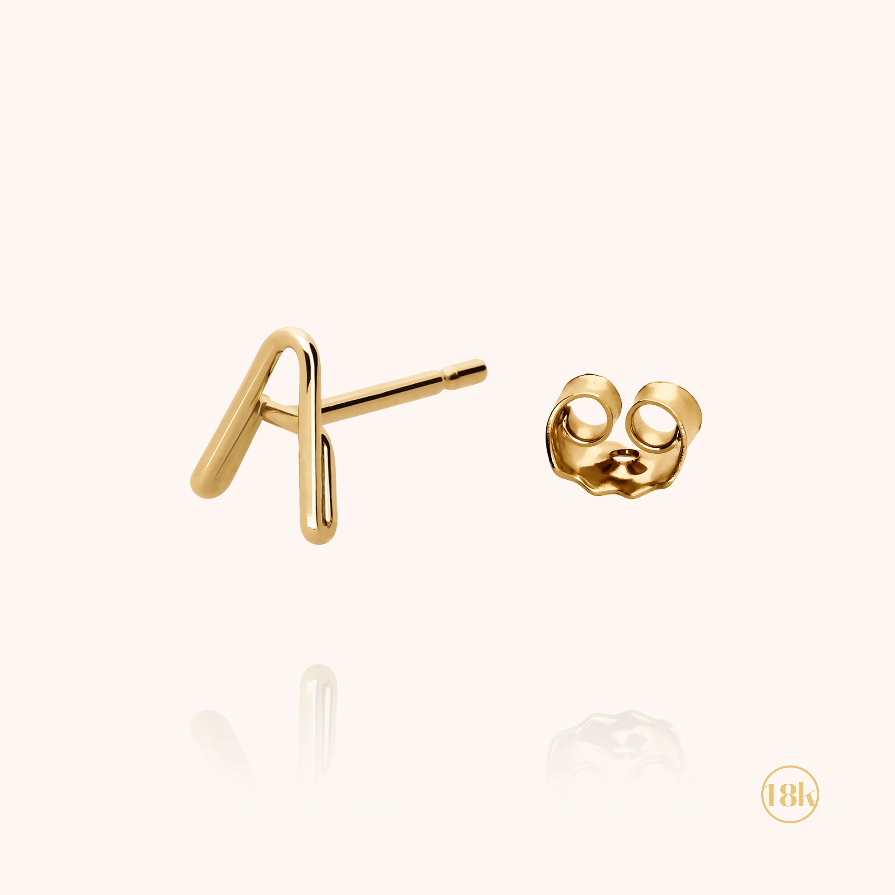 Puce d'Oreille Capitale Initiale — détail façonnage à la main, or jaune 18K
