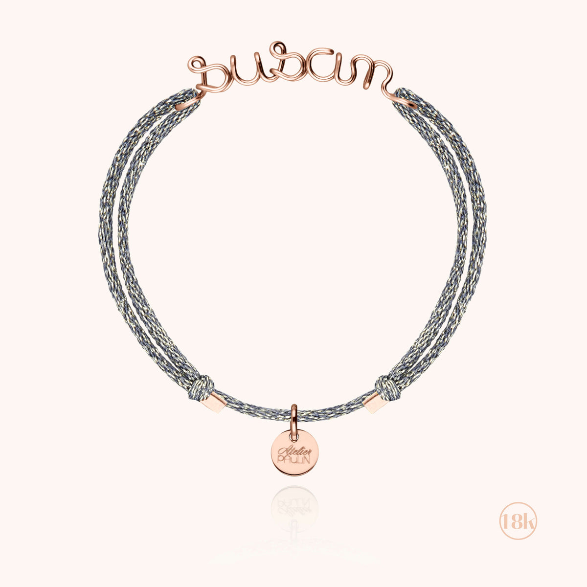 Bracciale Cordino Lurex Personalizzato in filo d'oro rosa 18kt