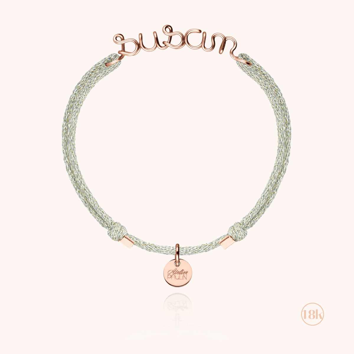 Bracciale Cordino Lurex Personalizzato in filo d'oro rosa 18kt